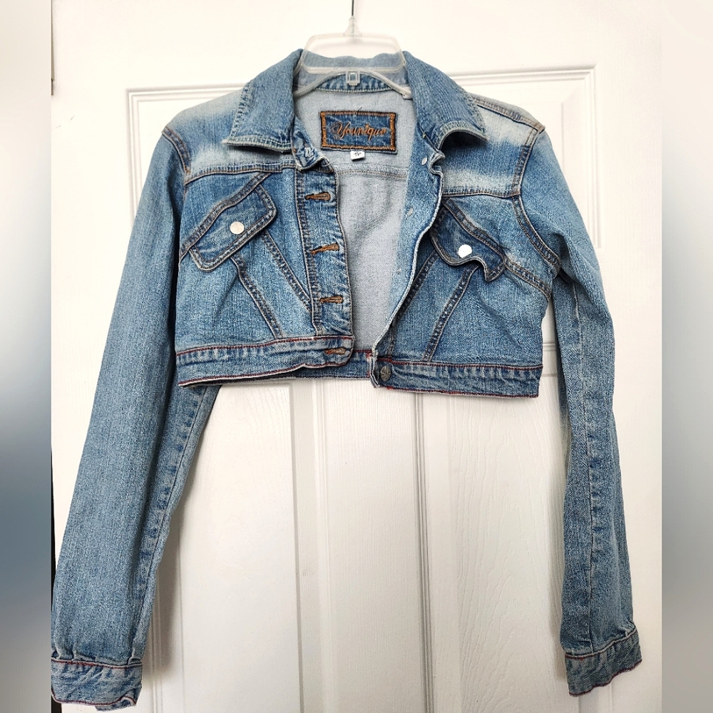 Y2k "Unique" Crop Jean Jacket